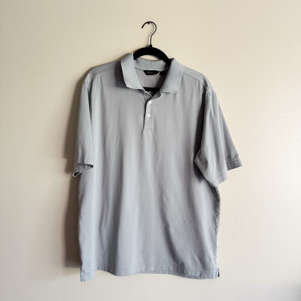 Walter Hagen Light Grey Pima Cotton Blend Short Sleeve Polo - Large
